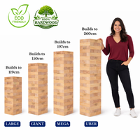 100% Hardhouten Blokkenspel Stapeltorens - 120+ tot 260+ cm - ECO-Made in India Topkwaliteit - Designed in England - In Stevige Tas