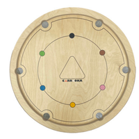 Bovenaanzicht van het lege Carrooka Natural bord met de zes snookerkleuren en zes pockets