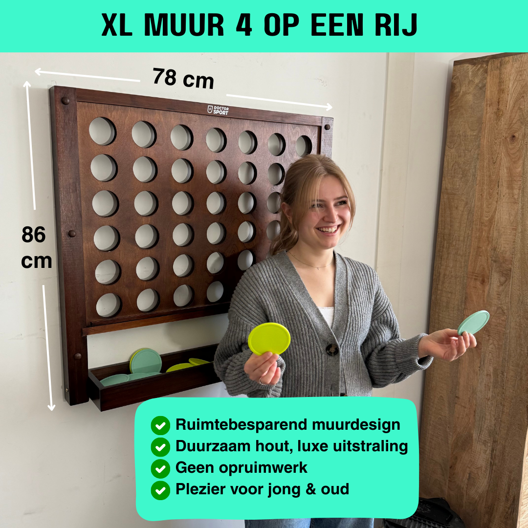 Muur 4 op een Rij – Hout – 86x78 cm – Groen/Geel – XL Schijven 9 cm – Inclusief Montagemateriaal