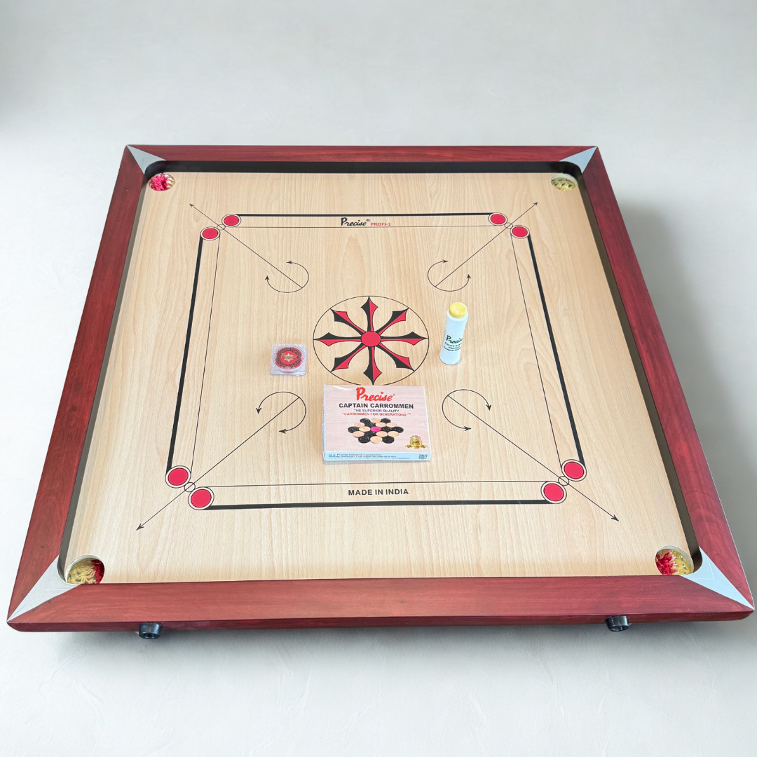 Precise Carrom Bord - Original 6 kg. 9mm Profi -  Nr.1 Carrom Manufacturer - Incl. draagtas