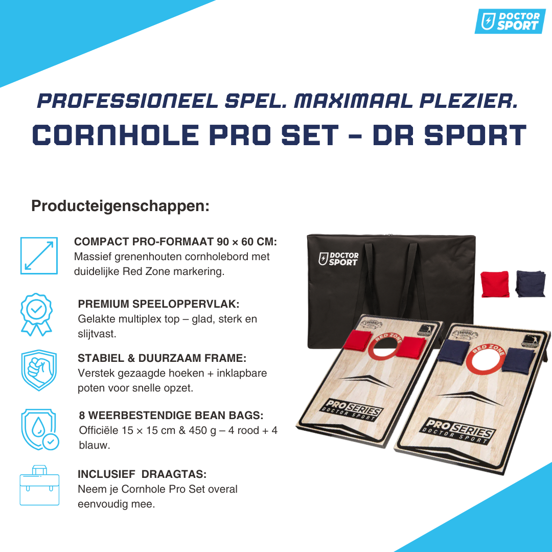 Dr Sport - Cornhole Pro Series - Double Board 90 x 60cm Set met 8 Bean Bags en Draagtas