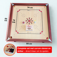 Precise Carrom Bord - Original 6 kg. 9mm Profi -  Nr.1 Carrom Manufacturer - Incl. draagtas