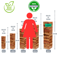 100% Hardhouten Stapeltorens - 120+ tot 260+ cm - Blokkenspel - Gelakt - ECO-Made in India Topkwaliteit - Designed in England - In Stevige Tas