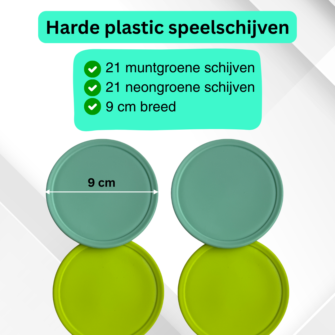 Muur 4 op een Rij – Hout – 86x78 cm – Groen/Geel – XL Schijven 9 cm – Inclusief Montagemateriaal