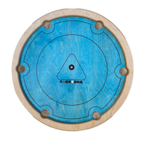 Bovenaanzicht van het lege Carrooka Pool 8 Blue draaibord met zes pockets en blauw speelveld