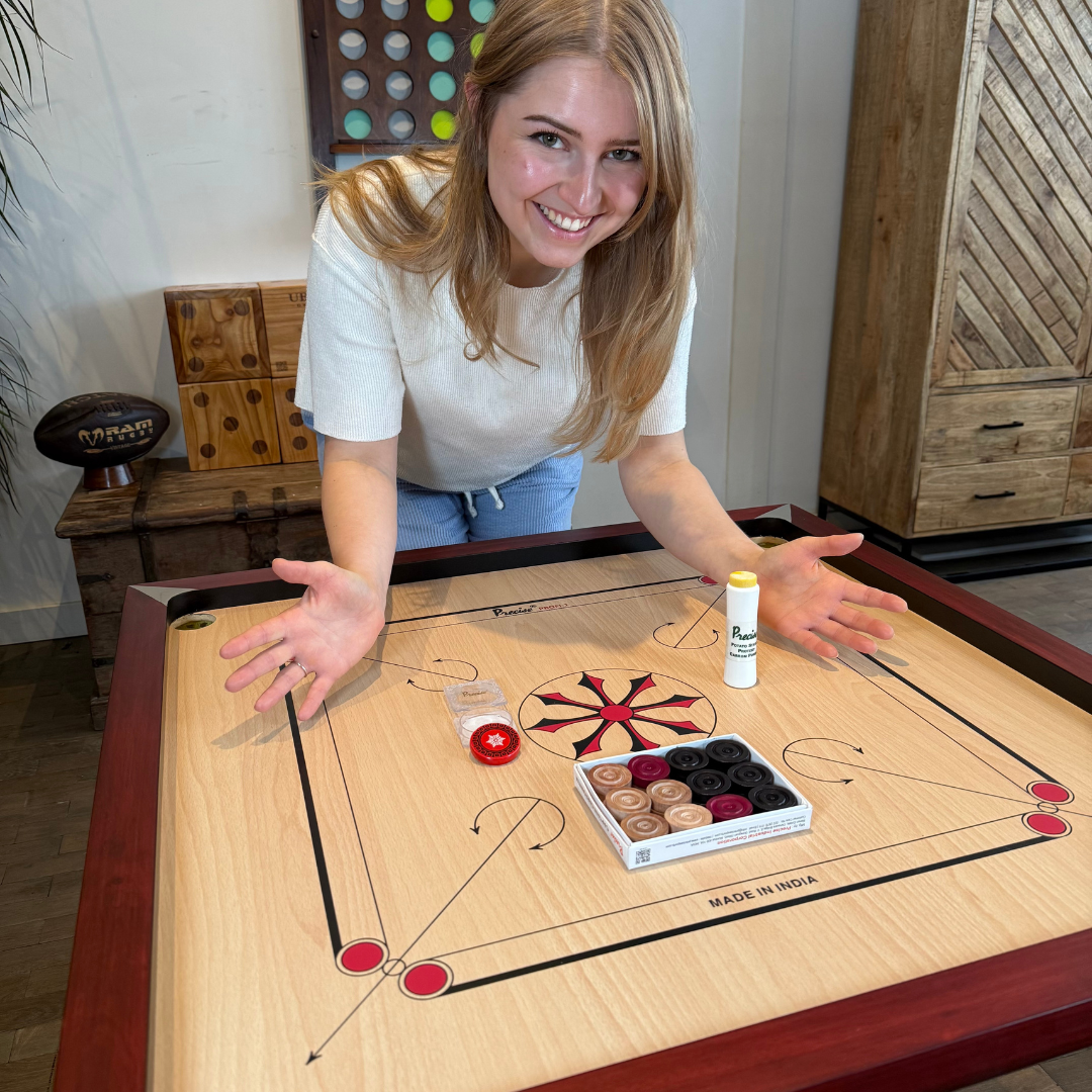 Precise Carrom Bord - Original 6 kg. 9mm Profi -  Nr.1 Carrom Manufacturer - Incl. draagtas