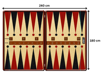 XXL Backgammon - 240x180cm of 160x120cm - Inclusief houten dobbelstenen
