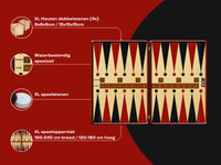 XXL Backgammon - 240x180cm of 160x120cm - Inclusief houten dobbelstenen
