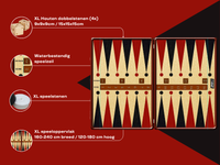 XXL Backgammon - 240x180cm of 160x120cm - Inclusief houten dobbelstenen