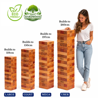 100% Unieke Hardhout-spel Stapeltorens - 120+ tot 260+ cm - Blokkenspel - Gelakt - ECO-Made in India Topkwaliteit - Designed in England - In Stevige Tas