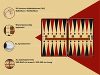 XXL Backgammon - 240x180cm of 160x120cm - Inclusief houten dobbelstenen