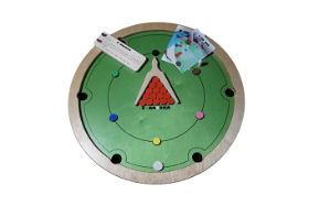 Carrooka Classic Green Rotating Board Game with 15 Snooker Counters, 1 Striker, Rule Book, 1 Powder Sample Size- Dia 81 cms Ht 9 cms