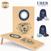 World Cornhole League – 90 x 60 cm Double Board Set - 100% Hout - 16 super Bean Bags - Profi