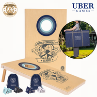 World Cornhole League – 90 x 60 cm Double Board Set - 100% Hout - 16 super Bean Bags - Profi