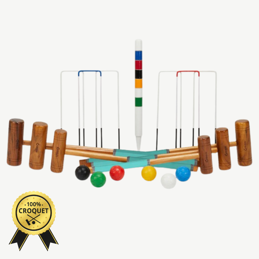 Familie Croquet Spel - 6 Spelers - Hardhout uit India - Designed England - Poortenspel