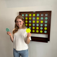 Muur 4 op een Rij – Hout – 86x78 cm – Groen/Geel – XL Schijven 9 cm – Inclusief Montagemateriaal