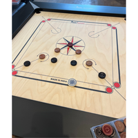 Jumbo 36mm Carrom Board speelbord Deluxe Elegant Carrom Board 12.7cm x 5cm dikke hardhouten kanten  - compleet met poeder stenen en striker