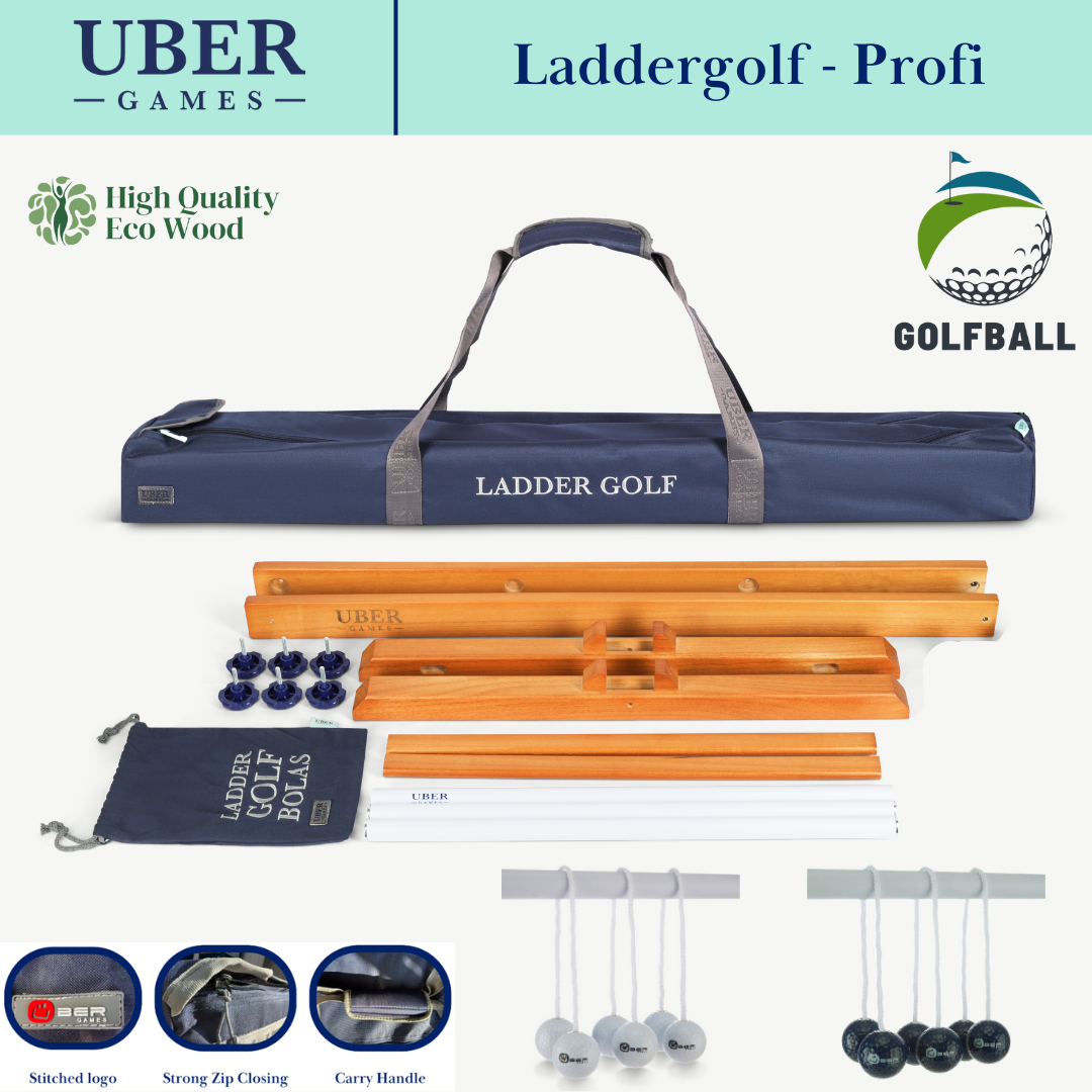Prof. Laddergolf Spinladder Set - Zwart / Wit - Echte Golf Bolas - in luxe tas