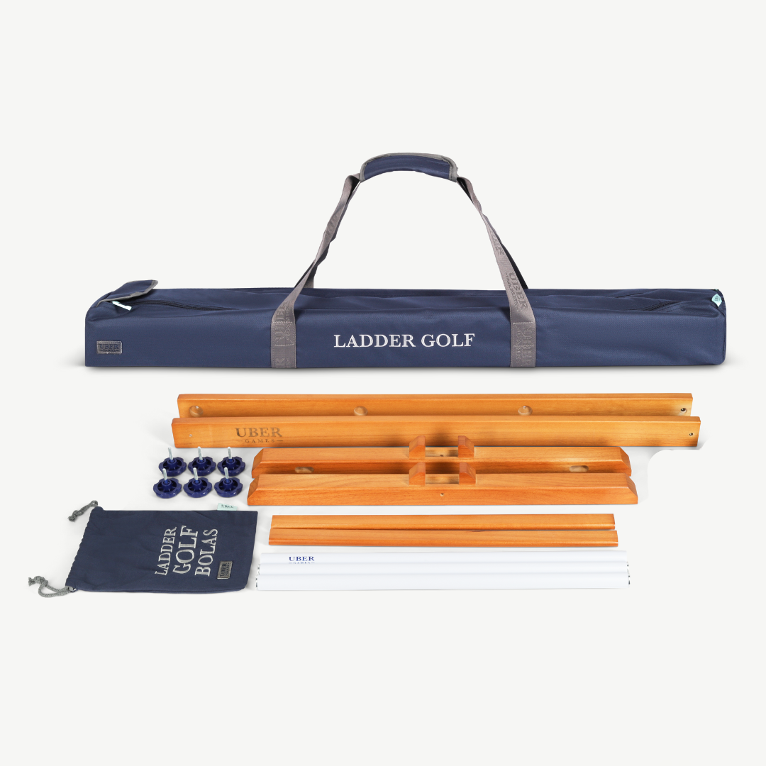 Prof. Laddergolf Spinladder Set - Sky Blue / Coral Red - Echte Golf Bo Prof. Laddergolf Spinladder Set - Sky Blue / Coral Red - Echte Golf Bo