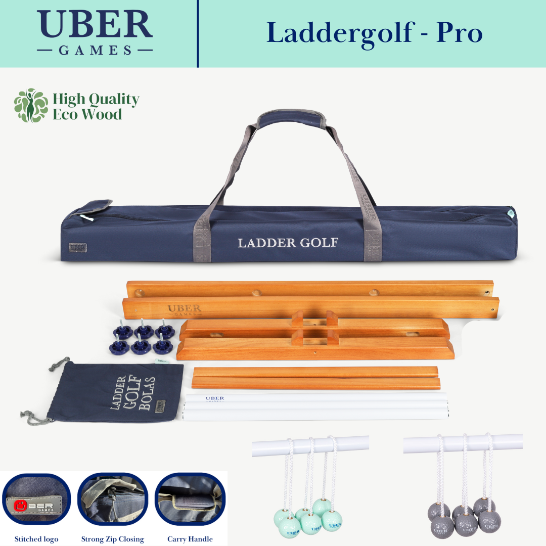 Prof. Laddergolf Spinladder Set - Green / Grey - Echte Golf Bolas - in luxe tas