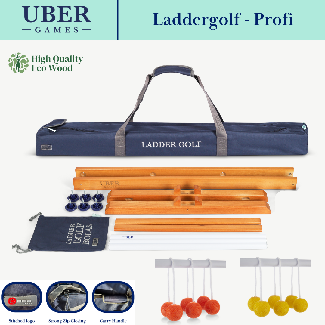 Prof. Laddergolf Spinladder Set - Oranje / Geel - SOFT Golf Bolas - in luxe tas