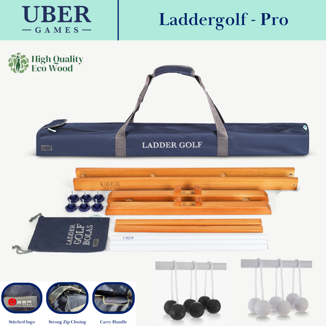 Prof. Laddergolf Spinladder Set - Zwart / Wit - SOFT Golf Bolas - in luxe tas