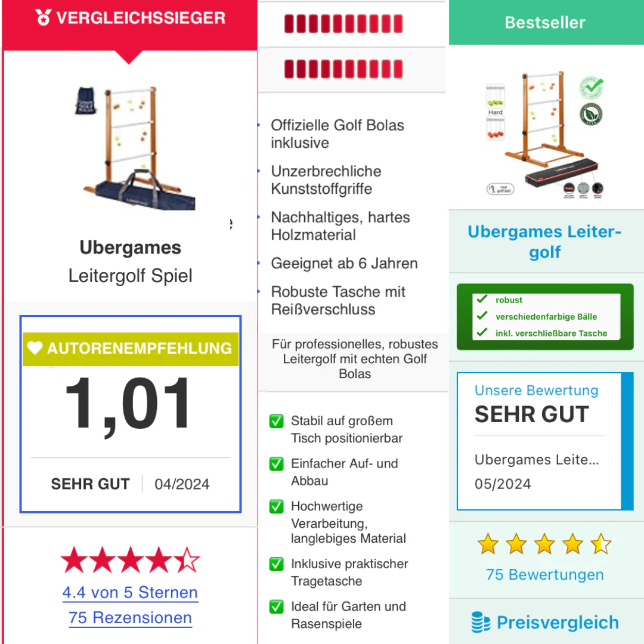 Profi Original 2024 Laddergolf Spel - Topkwaliteit Werpspel - met 4 sets officiële SOFT Golf Bolas - Inclusief Luxe Draagtas