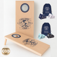 World Cornhole League – 120 x 60 cm Double Board Set - 100% Hout - 16 super Bean Bags - Profi
