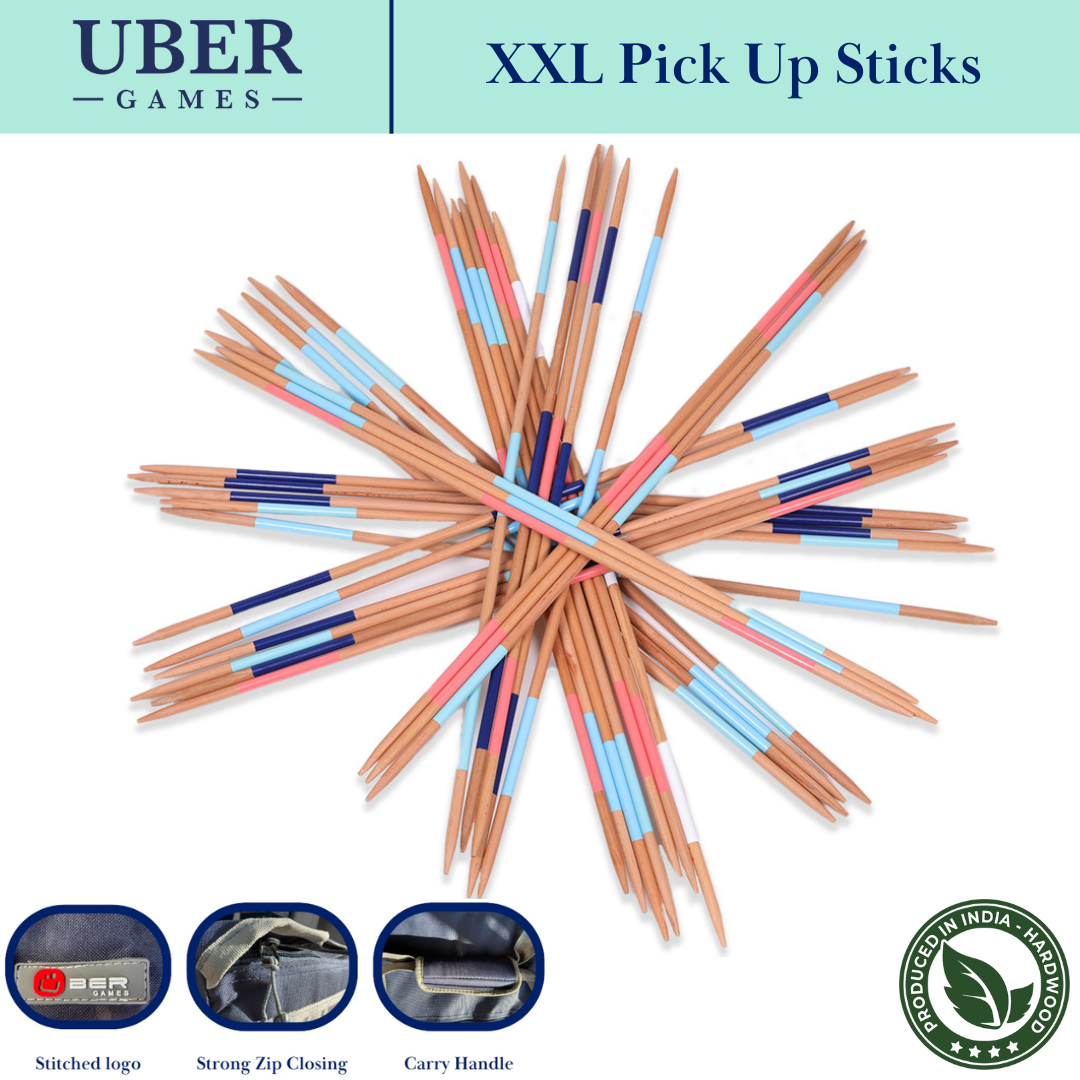 XL Giga Mikado - 90 cm Pick Up Sticks - FSC-Pijnhout - In Luxe Tas