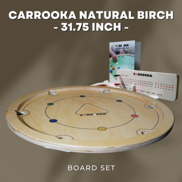 Carrooka Natural Rotating Board Game with 15 Snooker Counters, 1 Striker, Rule Boo