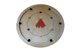 Carrooka Natural Rotating Board Game with 15 Snooker Counters, 1 Striker, Rule Boo