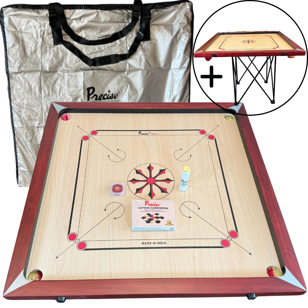 Precise Carrom Bord - Original 6 kg. 9mm Profi -  Nr.1 Carrom Manufacturer - Incl. draagtas