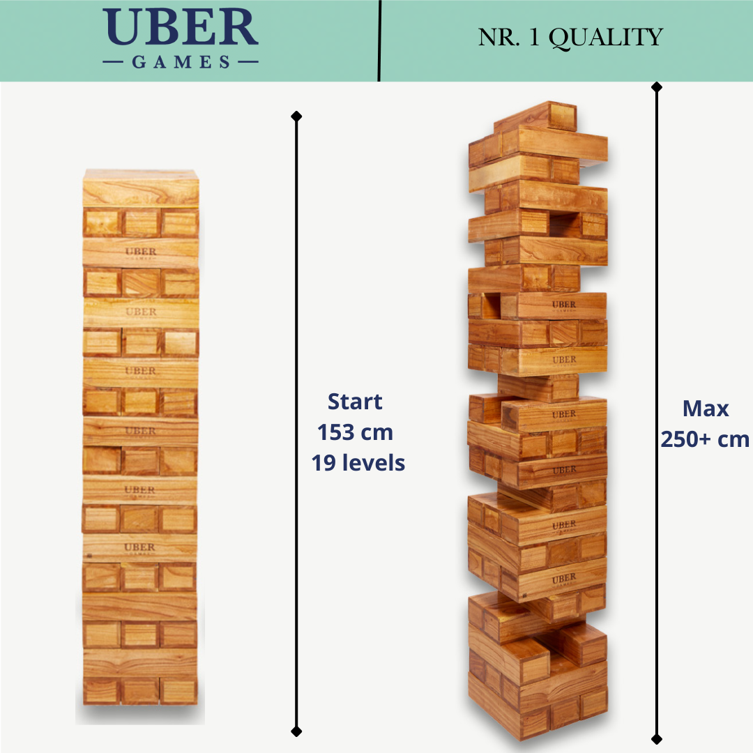 Hardhouten Stapeltoren - 55 KG - Gelakt - tot 250+ cm hoog - ECO Made in India - In luxe draagtas