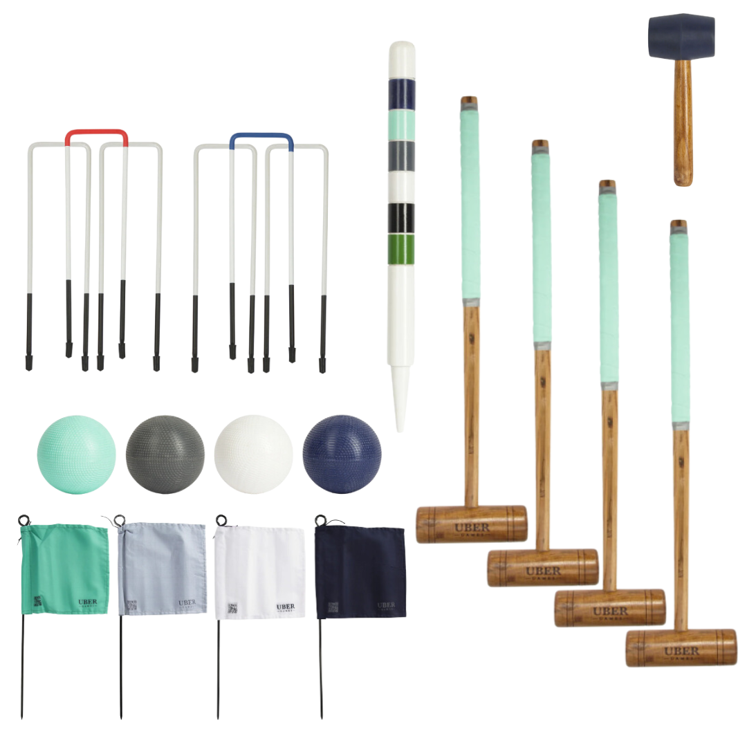 Clanmacy Spielzeug-Gartenset Krocket-Set Spiel Für 4 Spieler Outdoor Crocket Spiel Aus Holz S05cs0ir