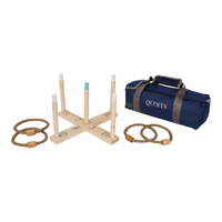 Complete Mini Ringwerpen set met grenen basis, 5 dennenhouten pinnen en 4 touwringen