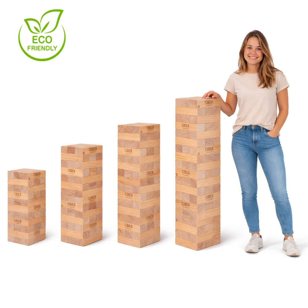 Mega XL Stapeltoren Spel - ECO-Pijnhout Topkwaliteit - Designed in England - In Stevige Tas