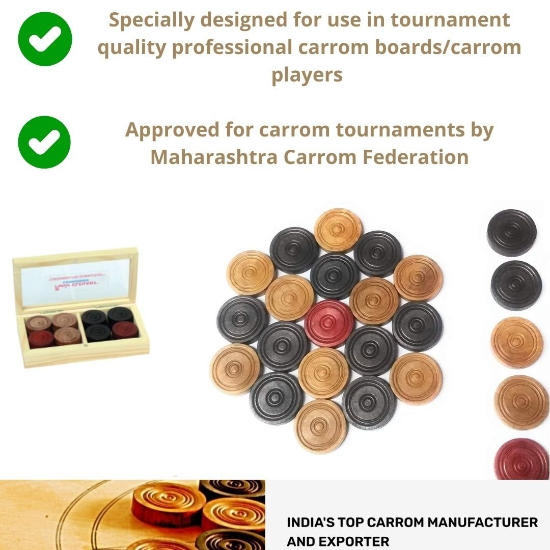 Jumbo 36mm Carrom Board speelbord Deluxe Elegant Carrom Board 12.7cm x 5cm dikke hardhouten kanten  - compleet met poeder stenen en striker