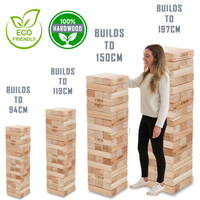 100% Hardhouten Stapeltorens - 120+ tot 260+ cm - Blokkenspel - ECO-Made in India Topkwaliteit - Designed in England - In Stevige Tas