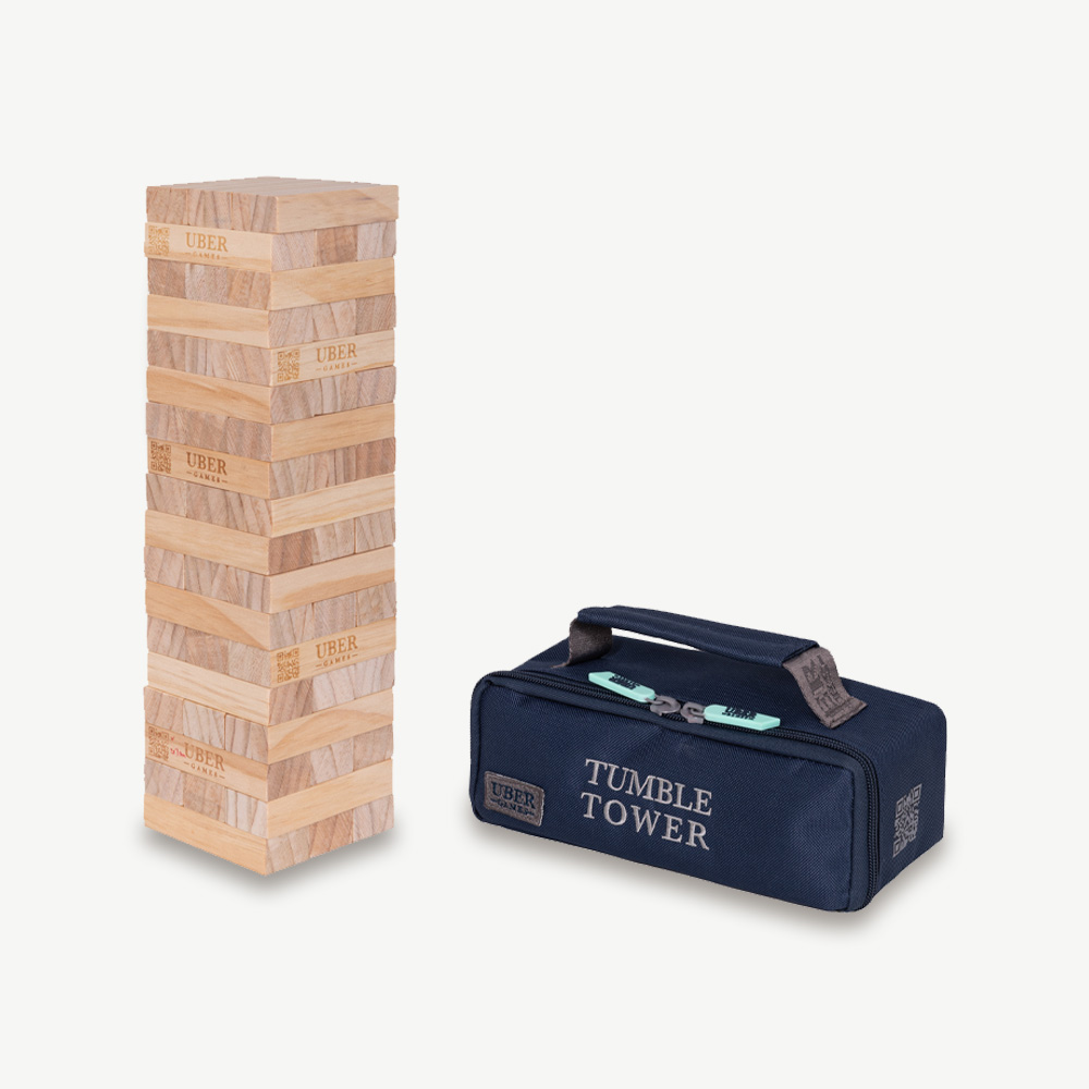 Mini Stapeltoren spel - Tactisch spel - Tafelmodel - 1 kg tot 55+ cm hoog - Eco hout topkwaliteit - Designed in England - In stevige draagtas