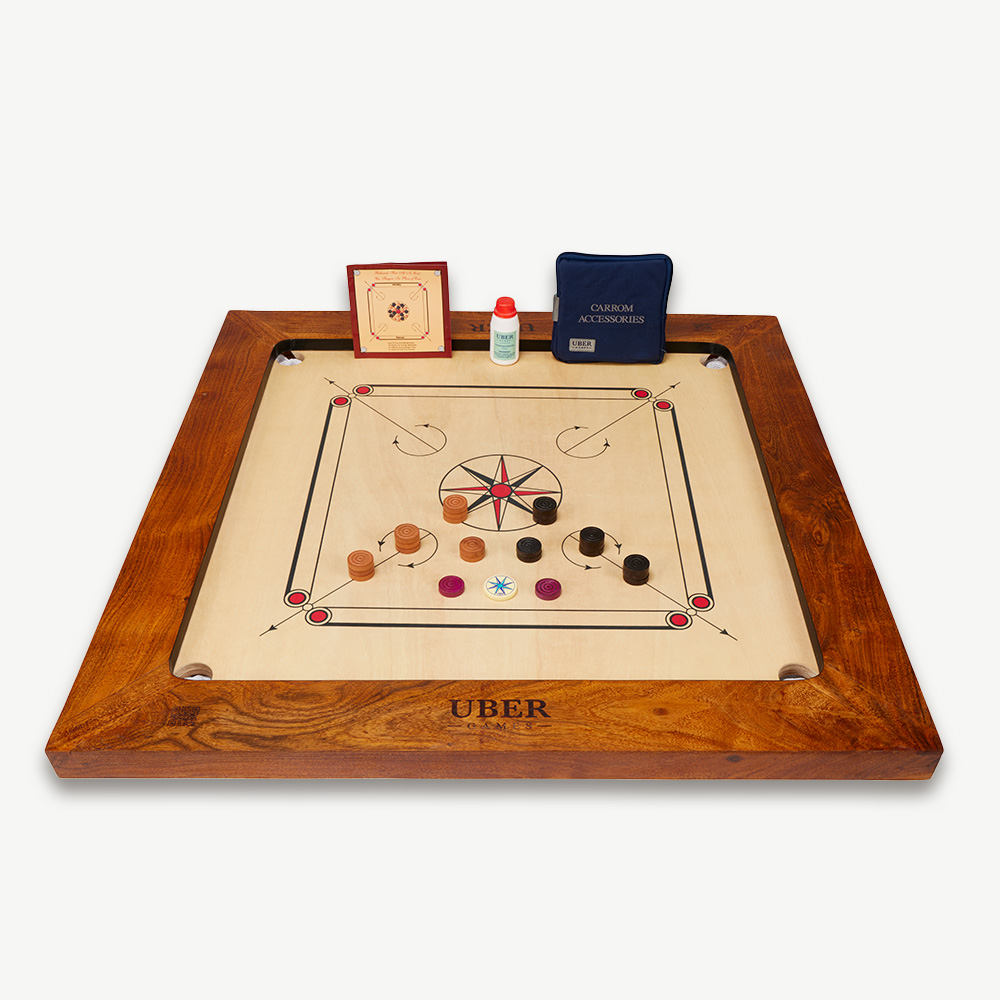 Bulldog Tournament Carrom Set - 14 KG - ECO Hardhout & Rosewood - Champion Carrom Board