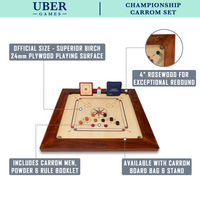 Championship Carrom Board Spel - 18 KG - ECO Hardhout uit India - Ubergames