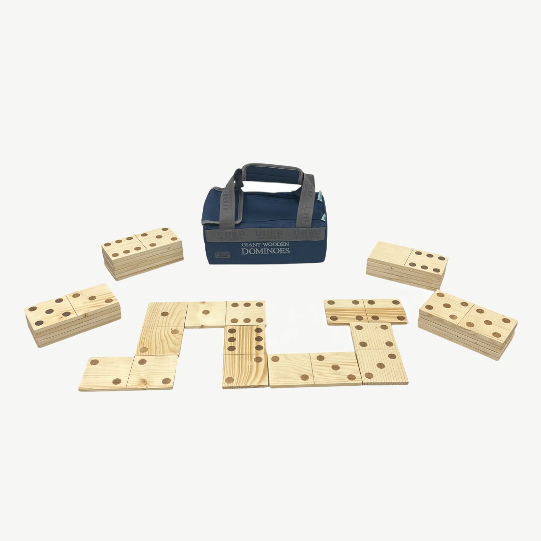 Mega Houten Domino's - Made in India - in luxe tas