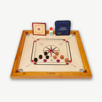 Junior Compact Carrom - 68x68 cm - Eco Hardhout India - Carrom board: makkelijk mee te nemen.