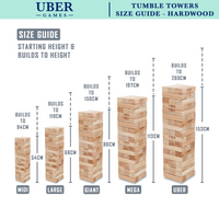 100% Hardhouten Blokkenspel Stapeltorens - 120+ tot 260+ cm - ECO-Made in India Topkwaliteit - Designed in England - In Stevige Tas