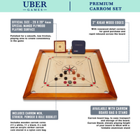 Premium Carrom Board Set - 7 KG - 74 x 74cm - ECO Hardhout - Carrom Board exclusive