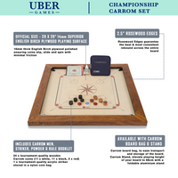 Championship Carrom Board Spel - 18 KG - ECO Hardhout uit India - Ubergames