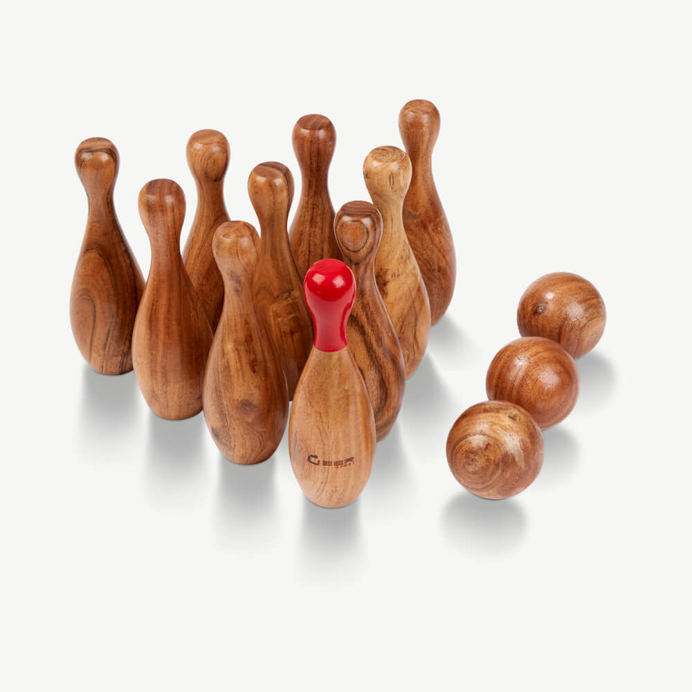 Uber Bowling Skittles Set - Eco Hardhout - in luxe draagtas