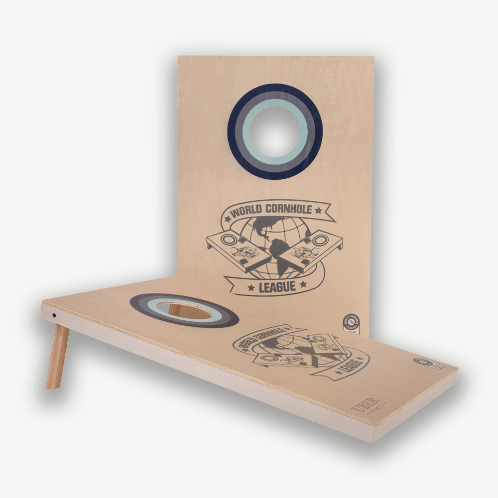 World Cornhole League – 90 x 60 cm Double Board Set - 100% Hout - 16 super Bean Bags - Profi